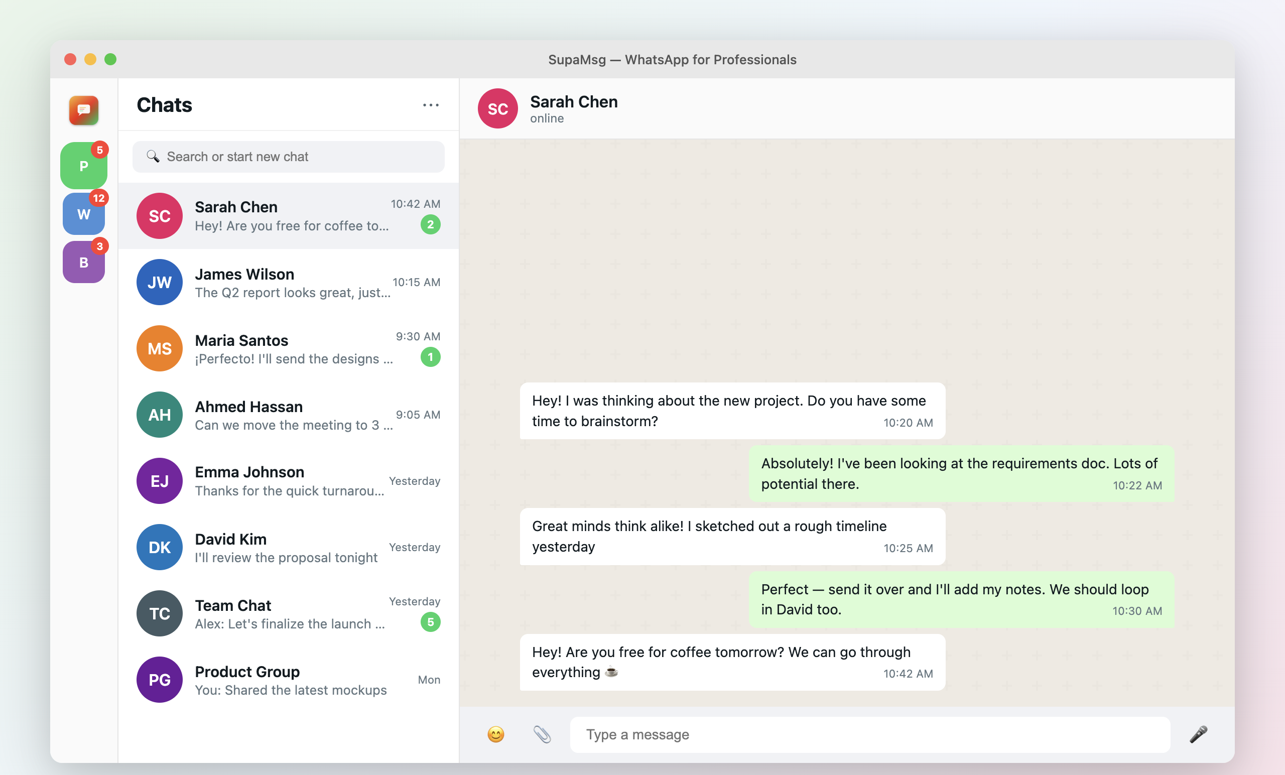 SupaMsg desktop app screenshot